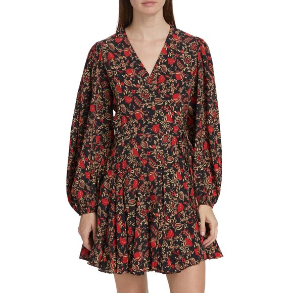 RHODE Dresses & Skirts - New Rhode Caro Floral Wrap Mini Dress Black Red Medium $565